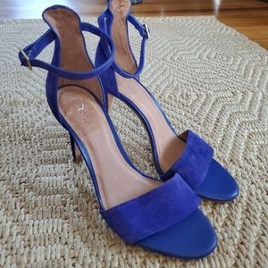 Joie Blue Suede One Strap Heels Pumps Ankle Strap